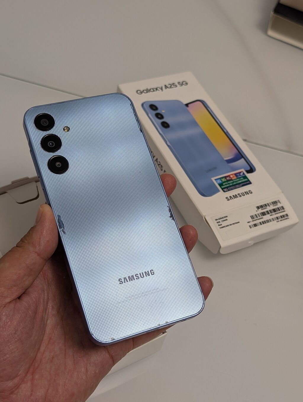 Samsung Galaxy A25, Б/у, 256 ГБ, цвет - Голубой, 2 SIM