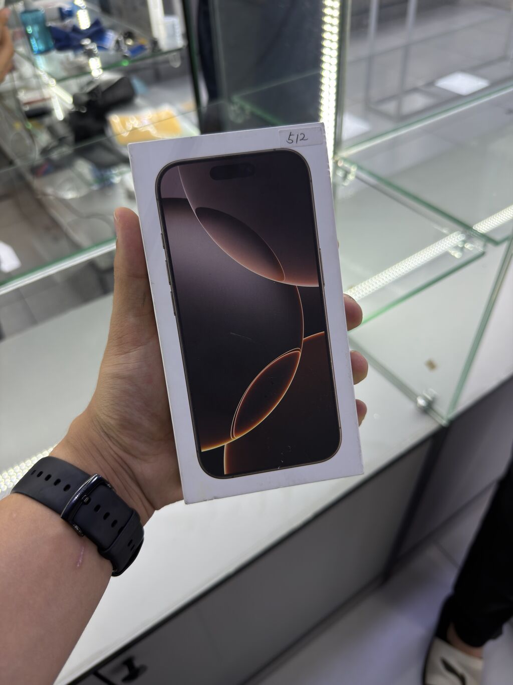 IPhone 16 Pro, Новый, 512 ГБ, Desert Titanium, Зарядное устройство, Защитное стекло, Коробка, В рассрочку, 100 %