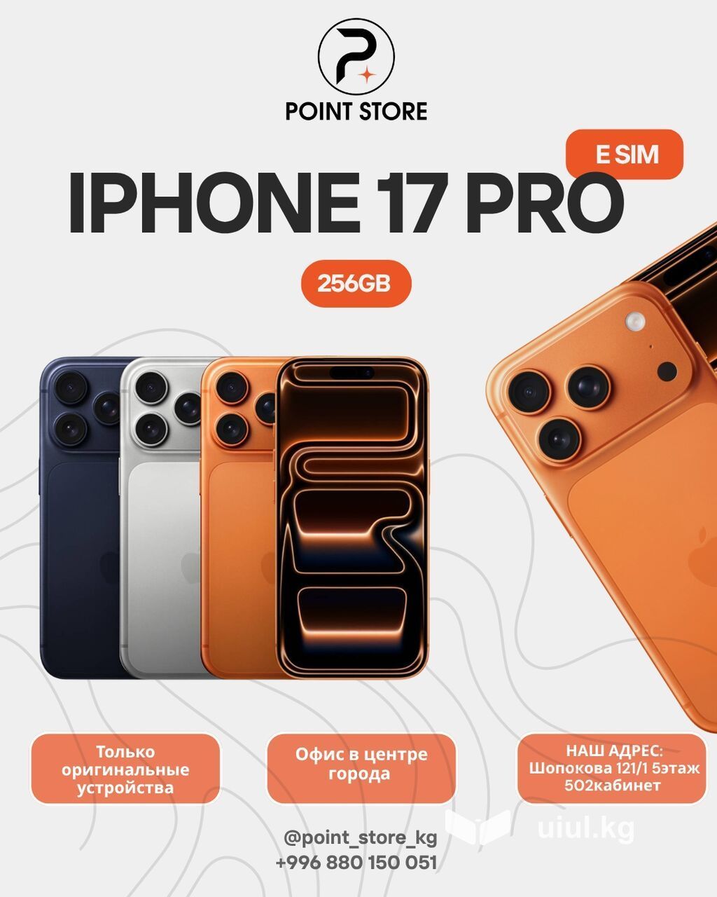 IPhone 17 Pro / 17 Pro Max (eSIM) *17 pro 256gb 97 320 сом *17 pro